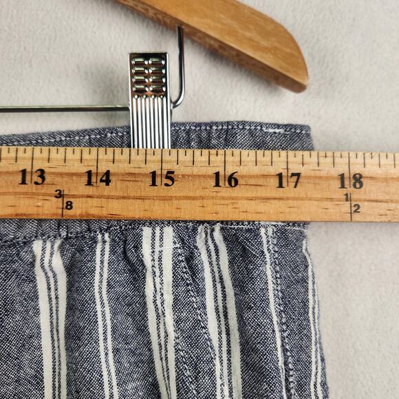 Gap Striped Blue/Cream Linen Blend Pullon Pants Women’s SZ LG Beachy Breathable - Picture 9 of 13